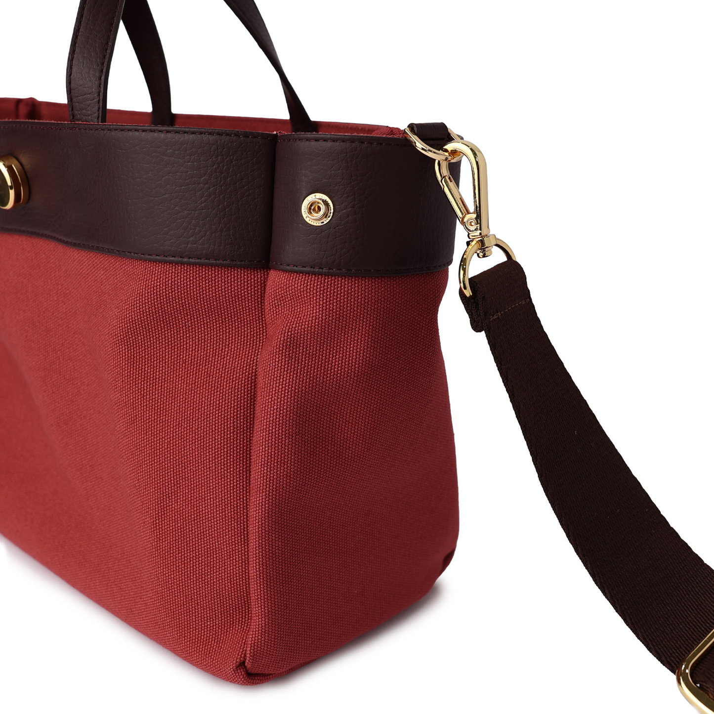 AERIA Two-Tone Canvas Work Tote – Wine Color (Pre-Order)